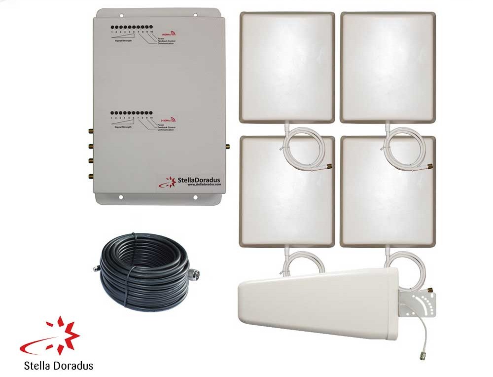 Kit repetidor bibanda 900/1800 MHz de 4 puertos para 4.000 m²