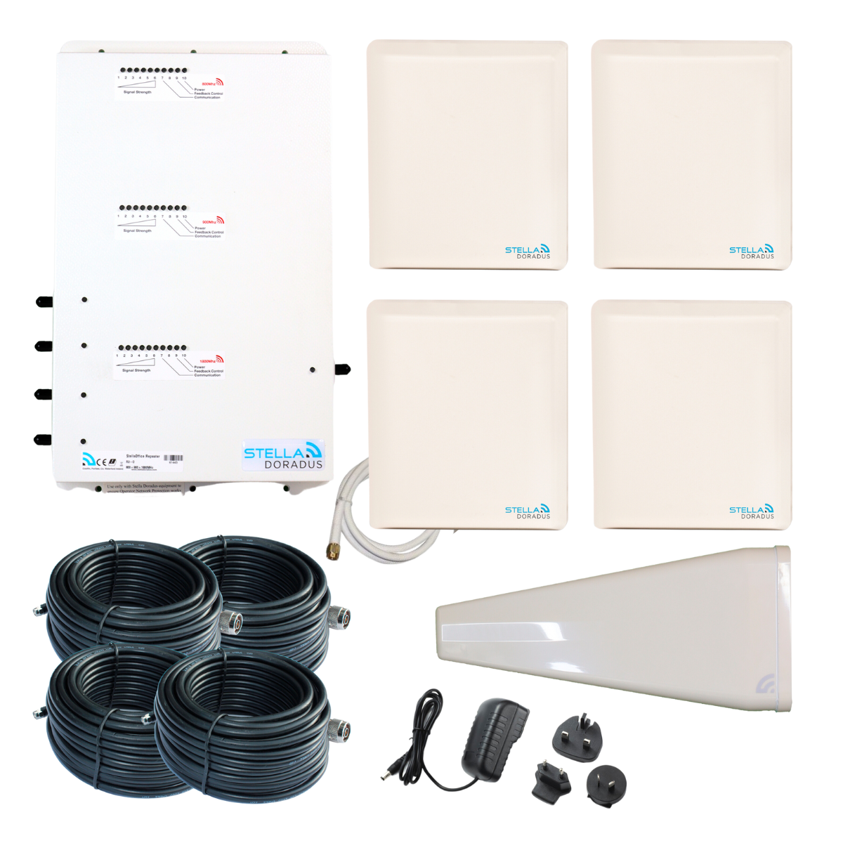 Kit repetidor tribanda 800/900/1800 MHz de 4 puertos