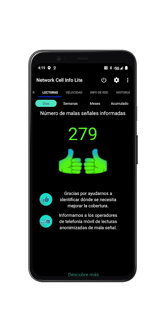 Informe de mala señal en Network Cell Info Lite