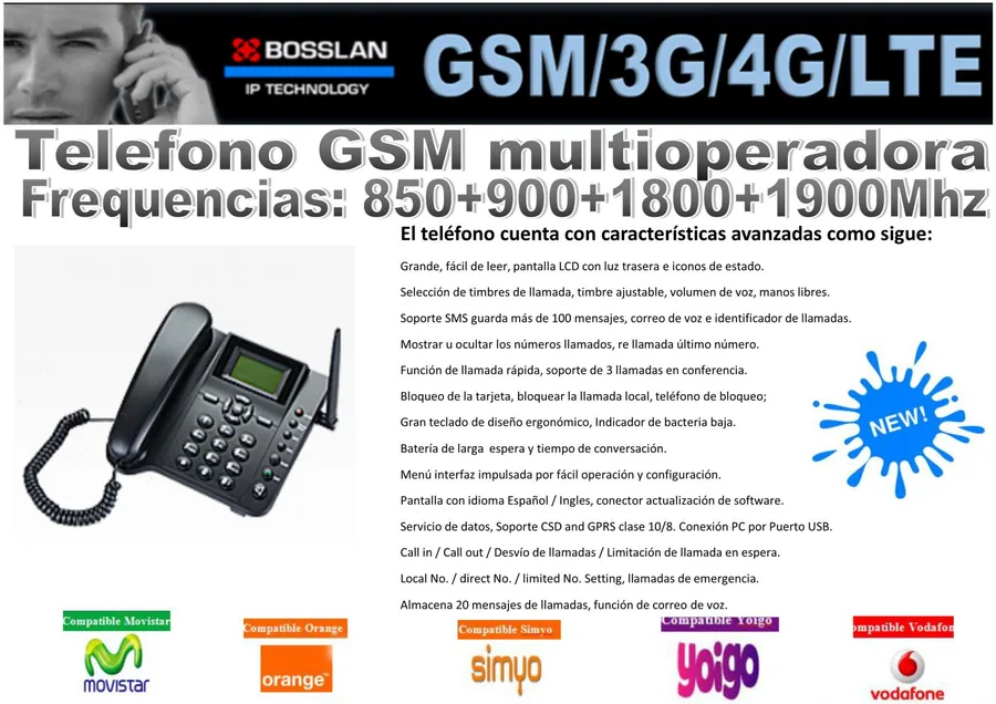 Teléfono GSM cuatribanda de sobremesa con manos libres – BOSSGSM-PHONE – vista 5