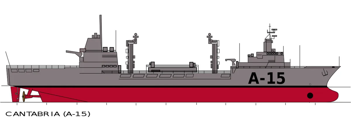 Dibujo del perfil del buque Cantabria (A-15)